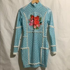 Haute Couture-Inspired Blue Pearl Dress